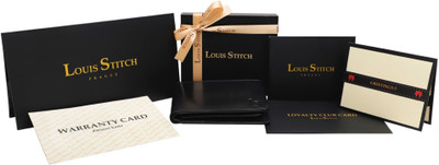 

LOUIS STITCH Men Black Genuine Leather Wallet(8 Card Slots), Shiny jet black