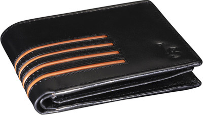 LOUIS STITCH Men Black Genuine Leather Wallet(8 Card Slots), Charcoal black
