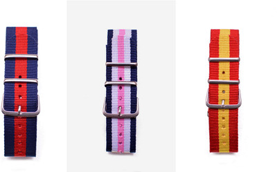 

Watch Me Make Your Own Watch By Watch Me- NATO Multicolored Straps (ONLY Straps)-MYOW COLLECTION (All Straps in this collection-22 mm except Military Green Strap -20 mm) ch-bur-buwpk-sp 22 mm Nato Nylon Stylish trendy Strap Combos Watch Strap(Multicolor)