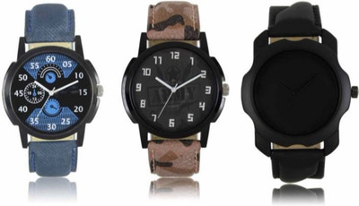 

victance lr2-3-22 stylish multi color dial leather belt wrist watch combo for men and boys Watch - For Men