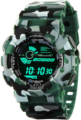 

Emartos Multicolor Dial Army Green Strap Digital sports watch for Men Watch - For Boys