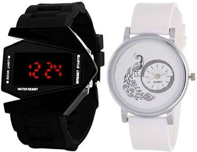 

Style Keepers SKROCKETLED301WH New Collection Digital Rocket LED Rectangle Dial Attractive And Comfertable Rubber Strap And Dial Mor White Round White Dial White Rubber Strap (Combo odf 2) Watch - For Boys & Girls