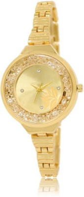 

victance Lr224- stylish gold color diamond filled dial and metal strap bracelet watch for girls and women Watch - For Women