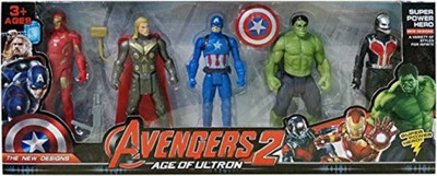 

fedexo Combo Of 5 Avengers Action Figure Toy For Kids. (Captain America, Iron Man, Hulk, Thor, Superman) with weapons Twist and Move Avengers Age of Ultron Action Figure 13cm(Multicolor)