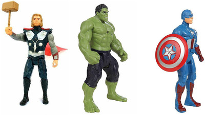

fedexo Combo Of 3 Avengers Action Figure Toy For Kids. (Captain America, Hulk, Thor) with weapons Twist and Move Avengers Age of Ultron Action Figure 19cms with LED light fuction(Multicolor)