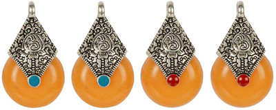 

GOELX Antique German Silver Pendant/Earring Charms for Necklace & Earring Making - Ready to Use - Yellow