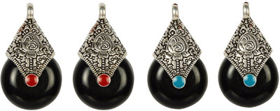 

GOELX Antique German Silver Pendant/Earring Charms for Necklace & Earring Making - Ready to Use - Black