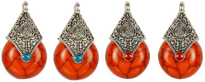 

GOELX Antique German Silver Pendant/Earring Charms for Necklace & Earring Making - Ready to Use - Orange