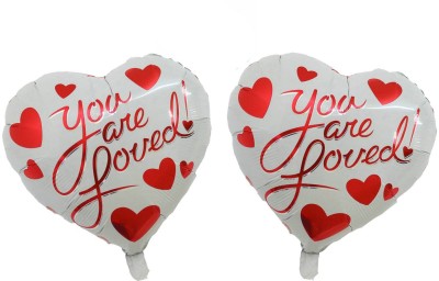 

AMFIN Printed Pack OF 2 Heart Shape Red Foil Balloon For valentine decoration Material, Wedding, Engagement Balloon(Red, White, Pack of 2)