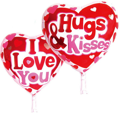 

AMFIN Printed Pack OF 2 Heart Shape Foil Balloon For valentine decoration Material, Wedding, Engagement Balloon(Pink, Pack of 2)
