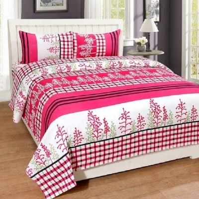 Urban Home 200 TC Polycotton Double Self Design Flat Bedsheet(Pack of 1, Multicolor)