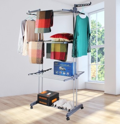 SUNDEX Steel Floor Cloth Dryer Stand 3 TOWEL ROD WITH CLOTH DRYER STAND(3 Tier)