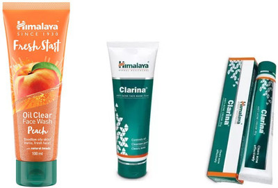 

Himalaya fresh start oil clear peach face wash, clarina anti acne face mask, clarina anti acne cream(Set of 3)