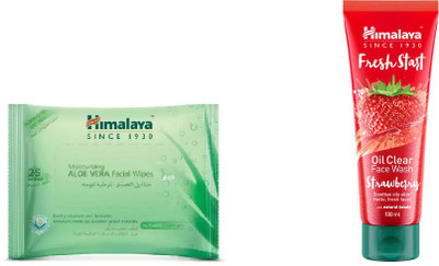 

Himalaya Aloe Vera Facial Wipes, Fresh Start Oil Clear Strawberry Face Wash(Set of 2)