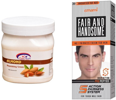 

Pink Root Almond Nourishing Cream 500ml, Emami Fair & Handsome 30g(Set of 2)