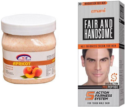 

Pink Root Apricot Scrub 500ml, Emami Fair & Handsome 30g(Set of 2)
