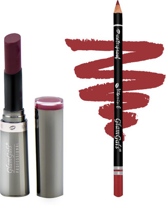 

GlamGals Cream Matte Lipstick & Lip Liner Pencil(Set of 2)