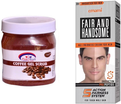 

Pink Root Coffee Gel Scrub 500ml, Emami Fair & Handsome 30g(Set of 2)