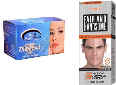 Pink Root Diamond Bleach 250g, Emami Fair & Handsome 30g(Set of 2)