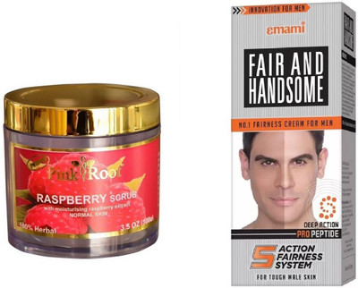 

Pink Root Raspberry Scrub 100gm, Emami Fair & Handsome 30g(Set of 2)
