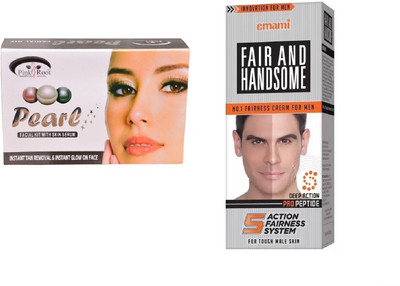 

Pink Root Pearl Facial Kit 83gm, Emami Fair & Handsome 30g(Set of 2)