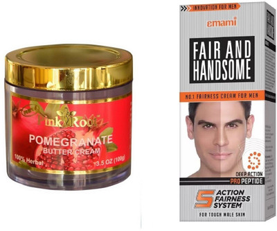 

Pink Root Pomegranate Butter Cream 100gm, Emami Fair & Handsome 30g(Set of 2)