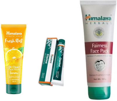 

Himalaya fresh start oil clear lemon face wash, clarina anti acne cream, fairness face pack(Set of 3)