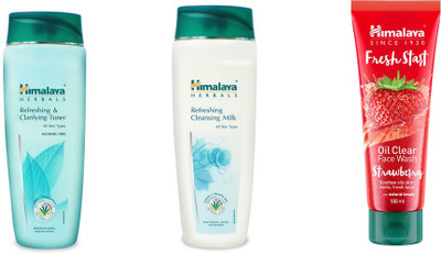 

Himalaya Refreshing clarifying toner, refreshing cleansing milk, Fresh Start Oil Clear Strawberry Face Wash(Set of 3)