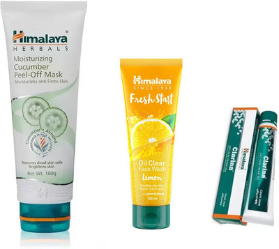 

Himalaya Moisturizing Cucumber Peel Off Mask, clarina anti acne cream, fresh start oil clear lemon face wash(Set of 3)
