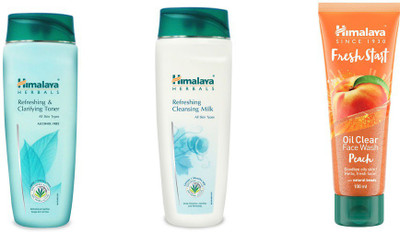 

Himalaya Refreshing clarifying toner, refreshing cleansing milk, Fresh Start Oil Clear peach Face Wash(Set of 3)