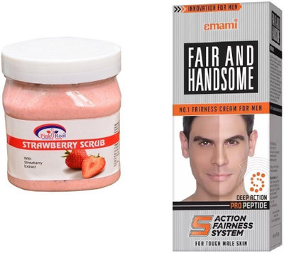 

Pink Root Strawberry Scrub 500ml, Emami Fair & Handsome 30g(Set of 2)