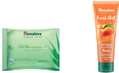 

Himalaya Aloe Vera Facial Wipes, Fresh Start Oil Clear peach Face Wash(Set of 2)