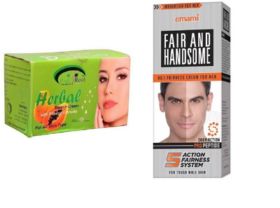 

Pink Root Herbal Bleach 250g, Emami Fair & Handsome 30g(Set of 2)
