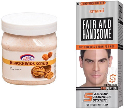 

Pink Root Bleackheads Scrub 500ml, Emami Fair & Handsome 30g(Set of 2)