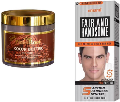 

Pink Root Cocoa Butter Scrub 100gm, Emami Fair & Handsome 30g(Set of 2)