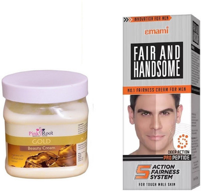 

Pink Root Gold Beauty Cream 500ml, Emami Fair & Handsome 30g(Set of 2)
