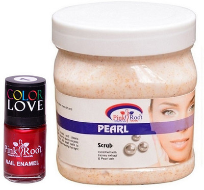 

Pink Root Pearl Scrub 500ml, Nail Paint 15ml(Set of 2)