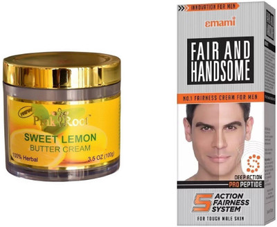 

Pink Root Sweet Lemon Butter Cream 100gm, Emami Fair & Handsome 30g(Set of 2)