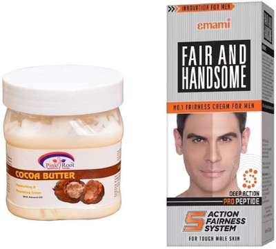 

Pink Root Cocoa Butter Cream 500ml, Emami Fair & Handsome 30g(Set of 2)