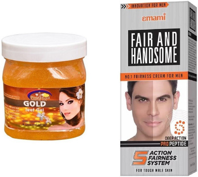 

Pink Root Gold Leaf Gel 500ml, Emami Fair & Handsome 30g(Set of 2)