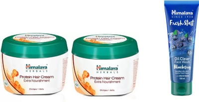 

Himalaya Protein Hair cream, Fresh Start Oil Clear Blueberry Face Wash(Set of 3)