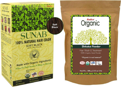 

RADICO 100%NATURAL SUNAB SOFT BLACK+100%ORGANIC SHIKAKAI POWDER(Set of 2)