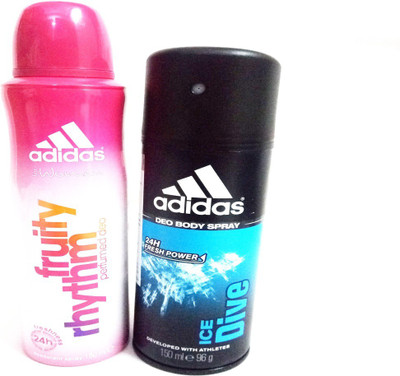 

ADIDAS FRUITY RHYTHM AND ICE DIVE Deodorant Spray - For Men & Women(150 ml, Pack of 2)