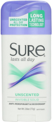 

Sure Invisible Solid Anti-Perspirant & Deodorant, Unscented Deodorant Stick - For Men & Women(73 g)