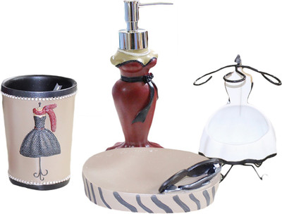 

ShopyBucket Bathroom set with soap dispenser, toothbrush holder, tumbler, and soap dish White Metal Bathroom Set(Pack of 1)