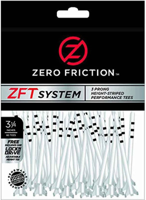 

Zero Friction T System Bamboo 3-Prong (83mm) Golf Tees(Pack of 60, White)