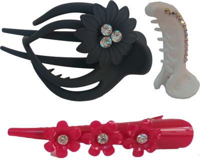 

AC Kavya Multy Color Clature Claw Hair Claw(Black, White, Pink)
