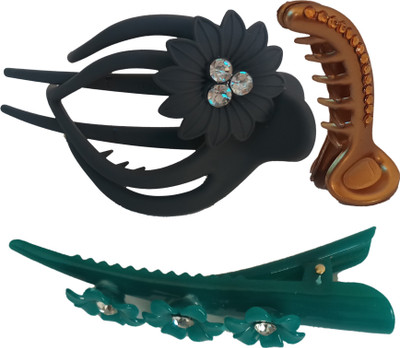 

AC Kavya Multy Color Clature Claw Hair Claw(Black, Gold, Green)