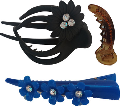 

AC Kavya Multy Color Clature Claw Hair Claw(Black, Gold, Blue)