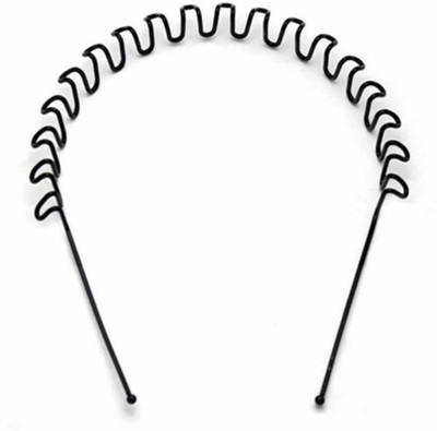 

Kostech Metal Black Wire Curled Zig Zag Wavy Unisex Hair Band(Black)
